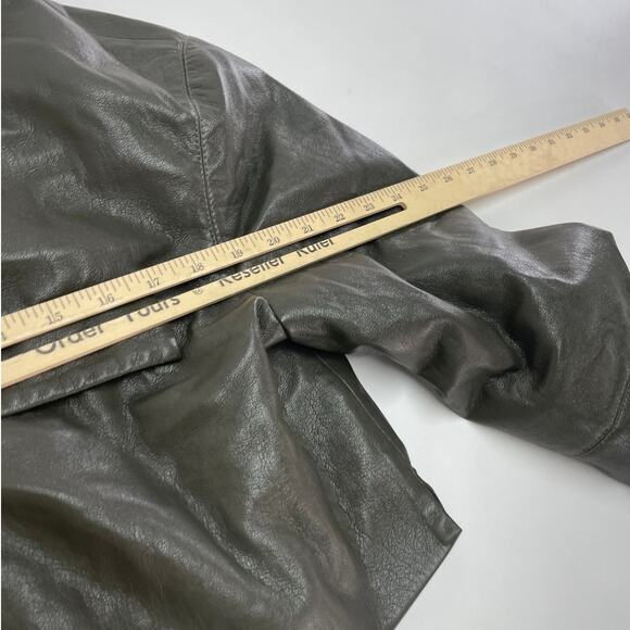 Nanushka Jacket Womens Small Holleen Solid Green Faux Leather Collared - Picture 13 of 13